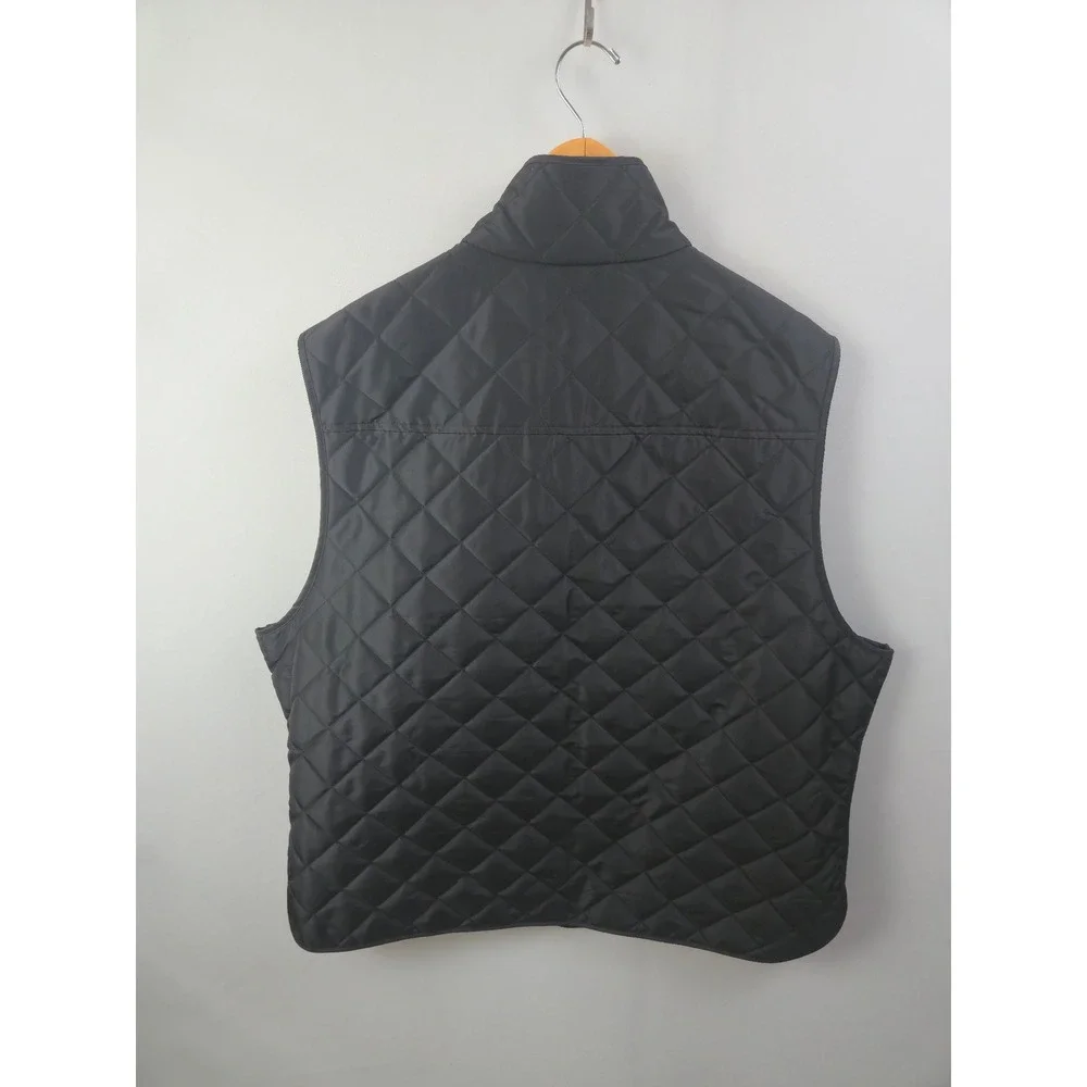 Banana Republic Quilted Vest Mens XL Black Diamond Stitch Full Zip Snap Pockets